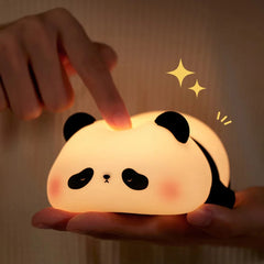 Lazy Silicone Panda Night Light – Tap Control Color-Changing LED Lamp