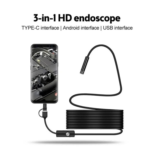 3-in-1 USB Endoscope Inspection Camera β Android, iPhone & PC Compatible | HD Borescope with LED Light