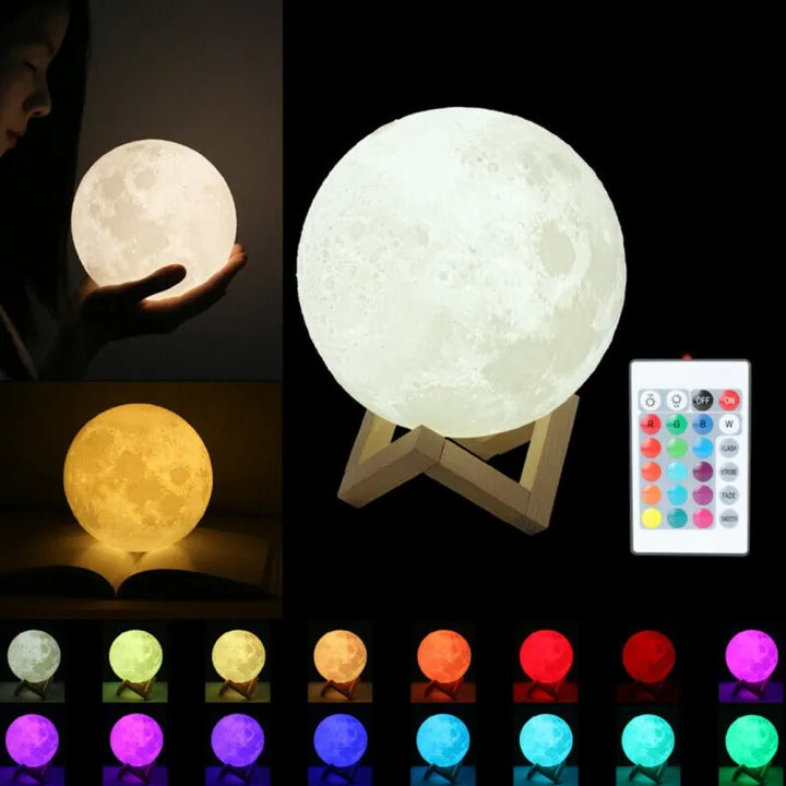 16 Colors Remote Control 3D Moon Lamp
