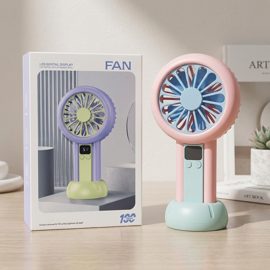 LED Digital Display Rechargeable Mini Fan