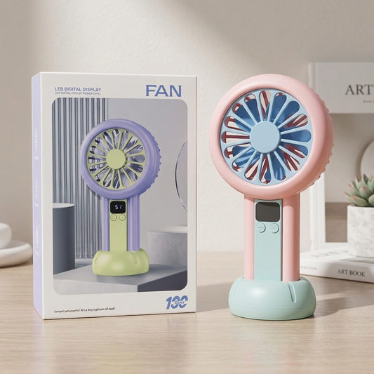 LED Digital Display Rechargeable Mini Fan