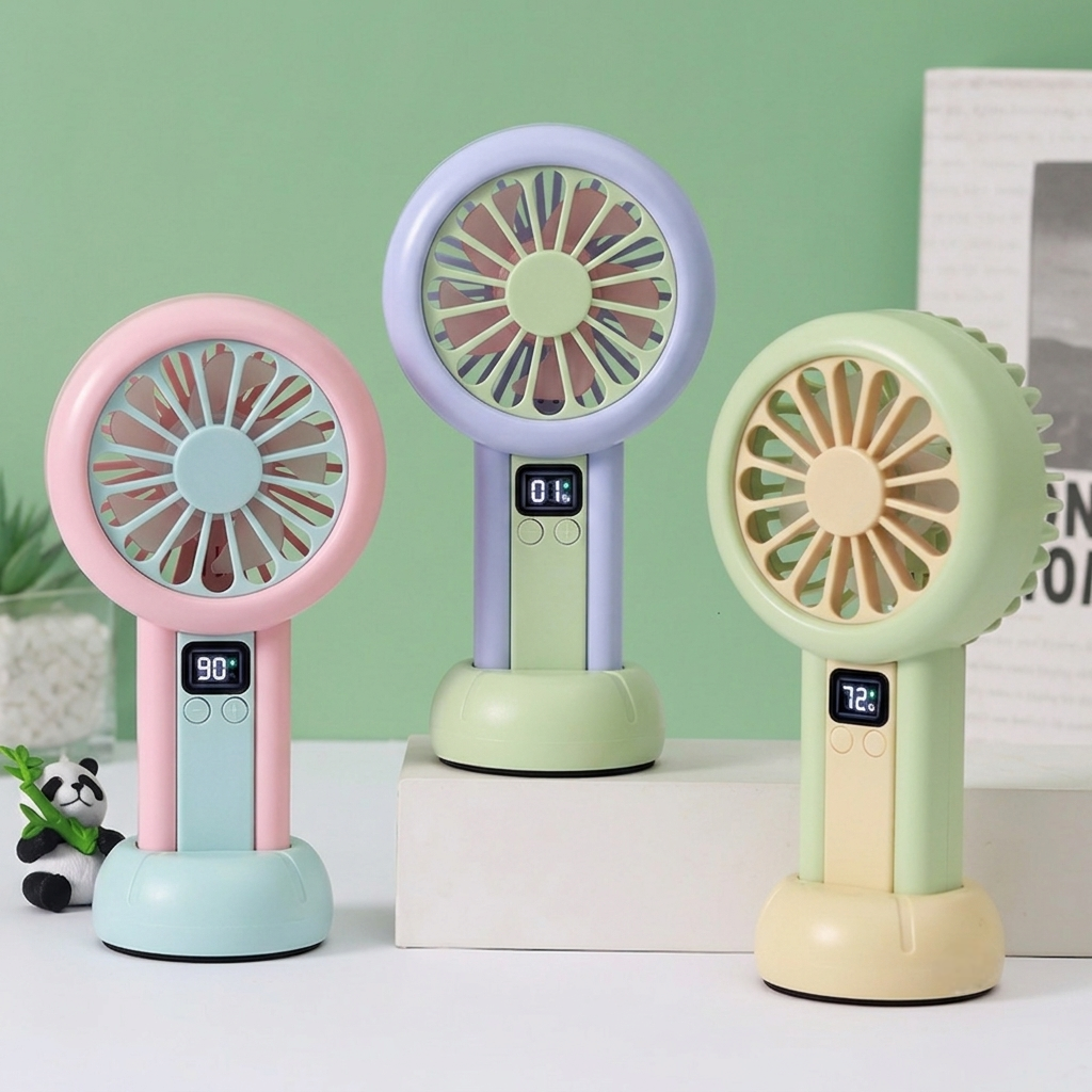 LED Digital Display Rechargeable Mini Fan