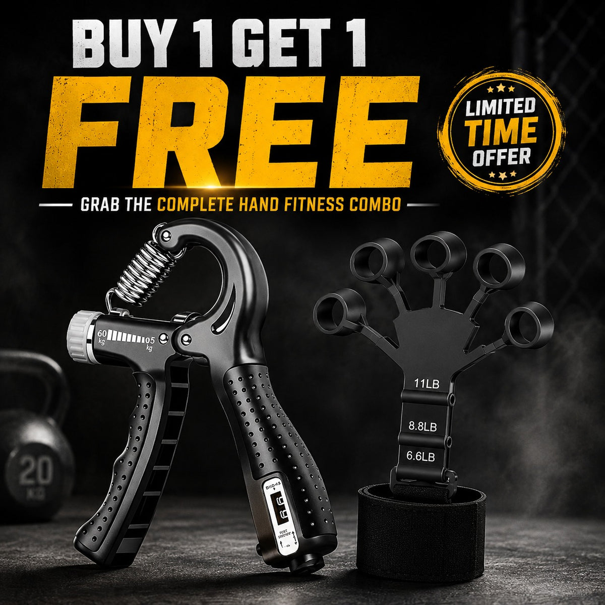 2-in-1 Adjustable Hand Grip & Finger Strengthener