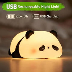 Lazy Silicone Panda Night Light – Tap Control Color-Changing LED Lamp