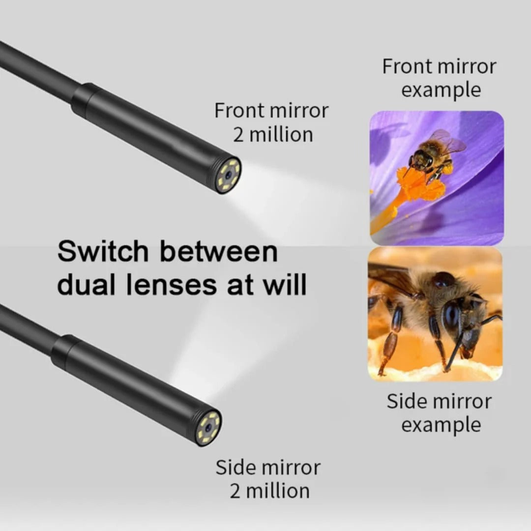 3-in-1 USB Endoscope Inspection Camera – Android, iPhone & PC Compatible | HD Borescope with LED Light