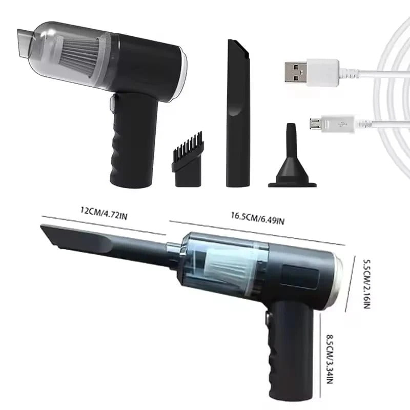 Portable Cordless Handheld Vacuum Cleaner – 6000PA USB Rechargeable Car & Home Cleaner with Dual Nozzles