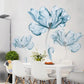 Nordic Blue Flower Wall Decals, Floral Stickers