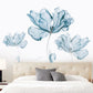 Nordic Blue Flower Wall Decals, Floral Stickers