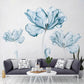 Nordic Blue Flower Wall Decals, Floral Stickers