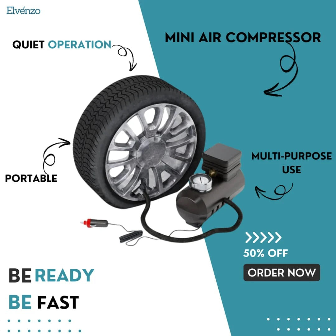 Portable Mini 12V DC Electric Air Compressor – Car Tire Inflator Pump