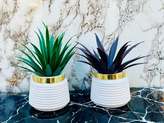 Pack of 2 Premium Mini Artificial Plants for Home & Office Decor